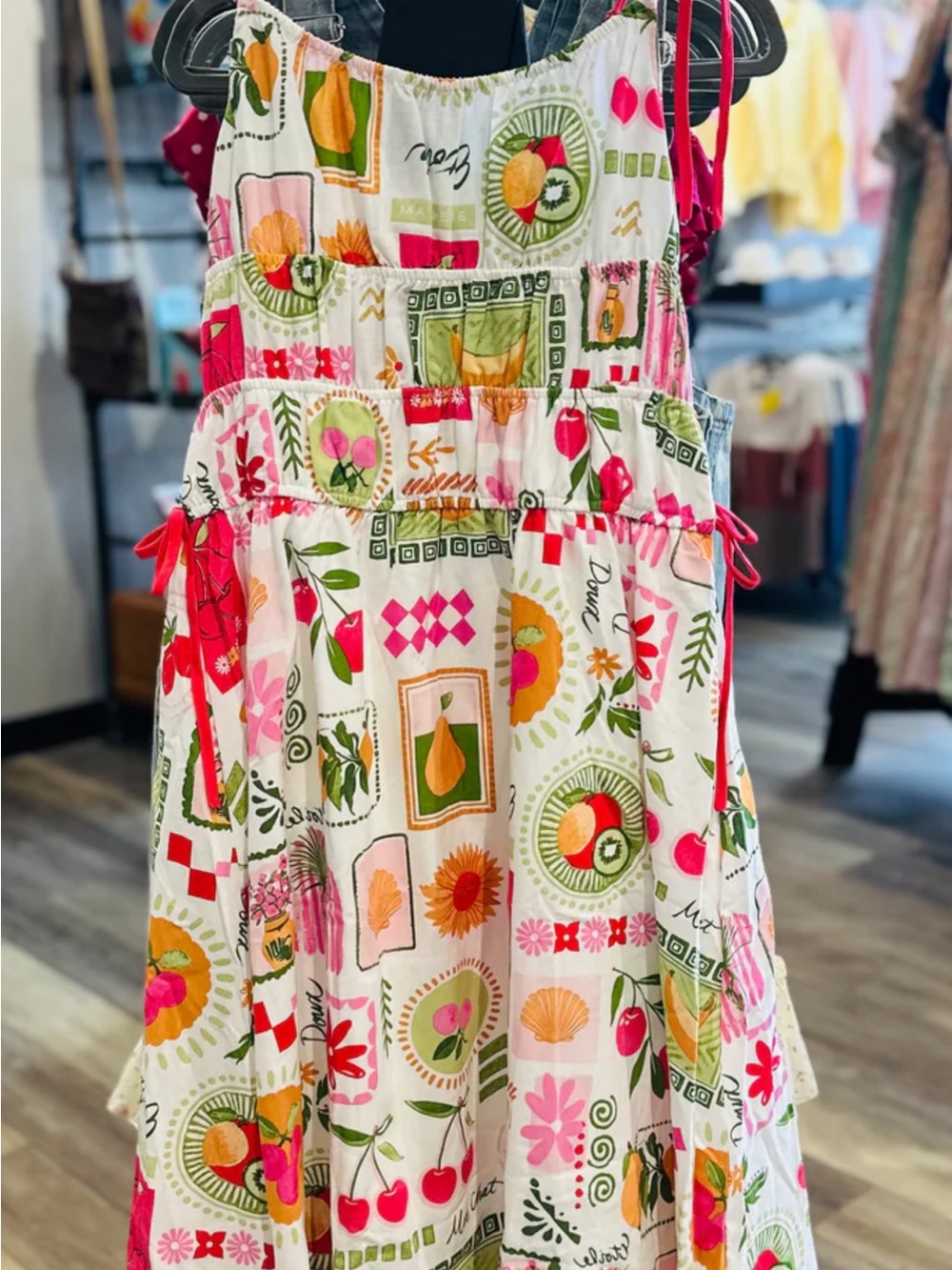 Colorful Fruit & Floral Print Sundress